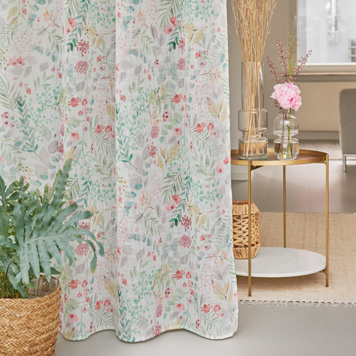 Halbtransparenter Vorhang "Aquarell-Blüten" 74790