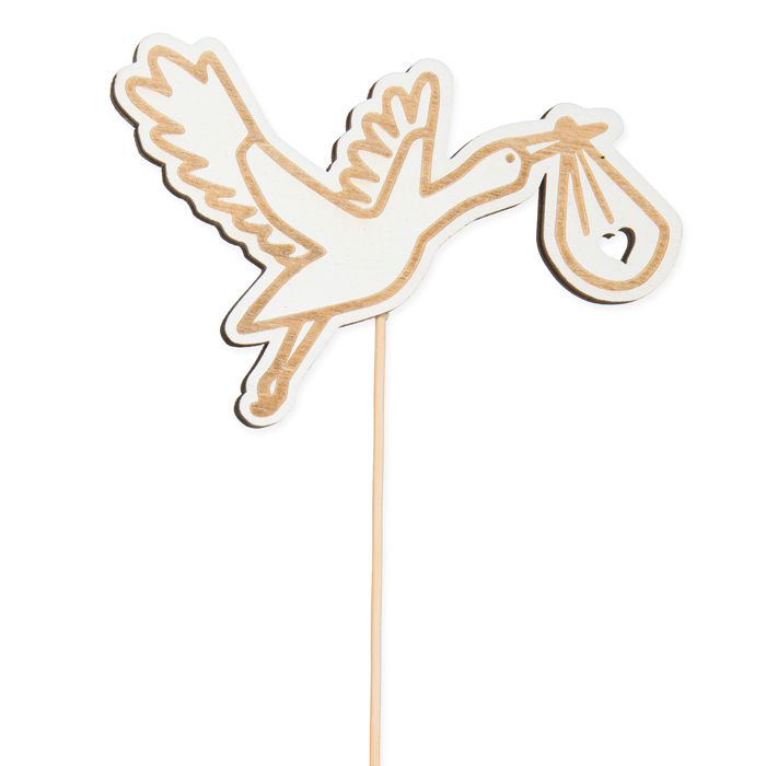 Holz-Stecker "Storch" mit Lasergravur, Pflanzenstecker Blumenstecker cake topper 23391