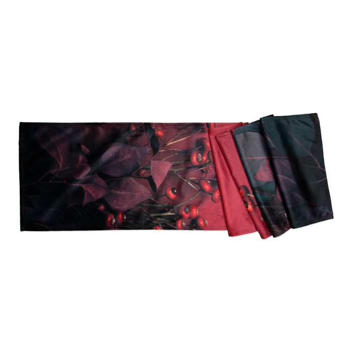 Samt-Tischläufer "Eucalyptus und Beeren" /  "Digital Motivdruck 74850