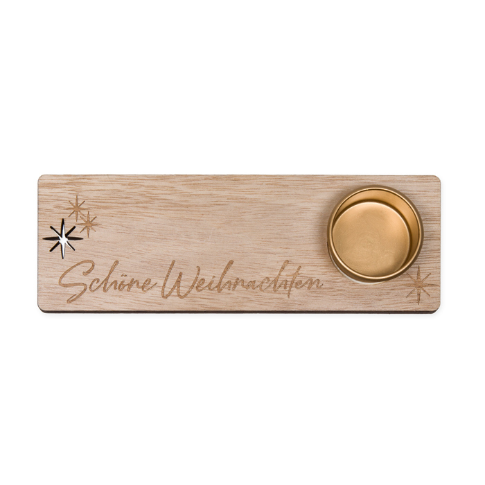 Holz-Kerzentablett "Schöne Weihnachten", mit Teelichthalter 23345