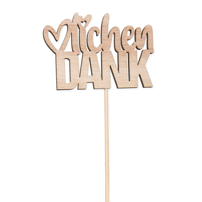 Holz-Stecker "herzlichen DANK", Pflanzenstecker Blumenstecker cake topper 23392