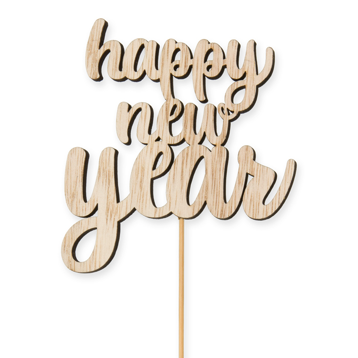 Holz-Stecker "happy new year" 23228