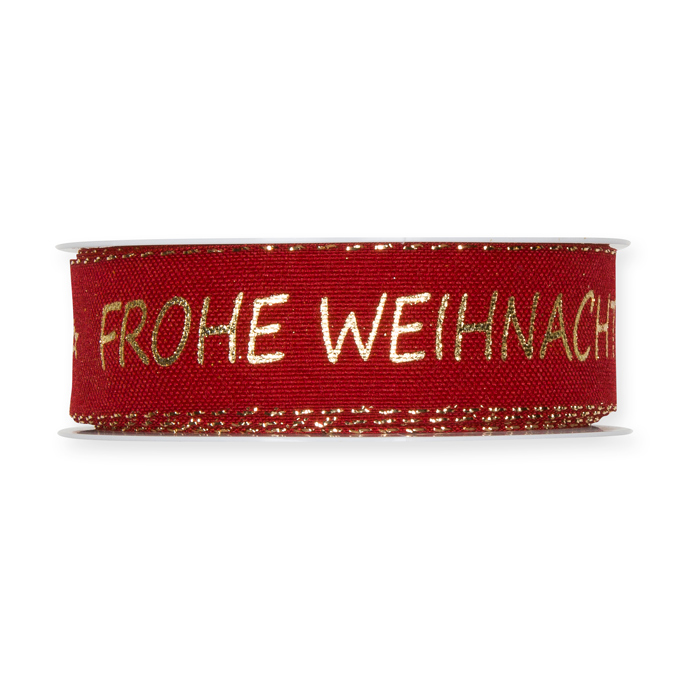 Druckband "Frohe Weihnachten" mit Lurexkanten 1008R