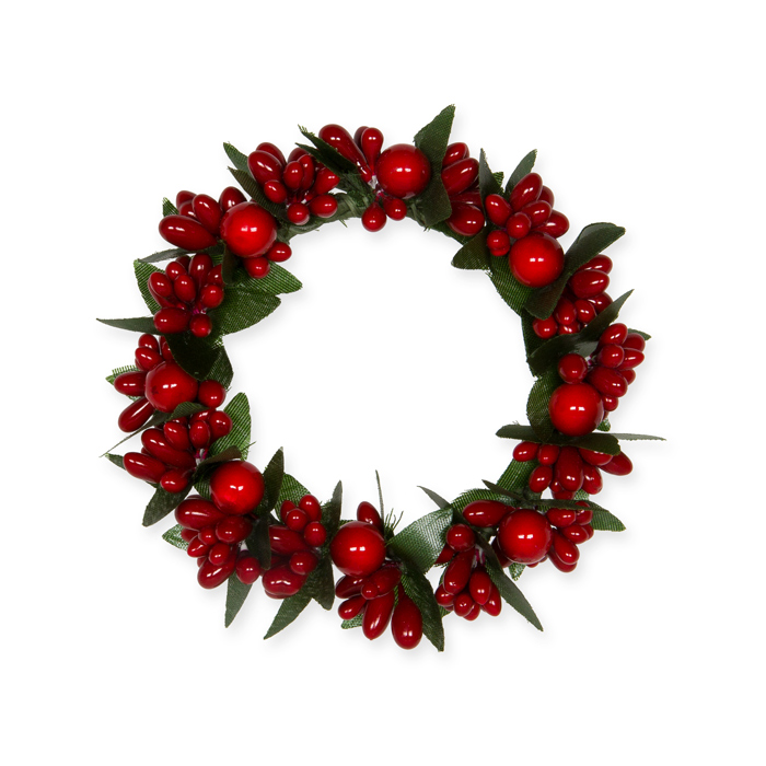 Deko-Kränzchen, Kerzenring "Beeren", Mini-Weihnachtskranz 98169