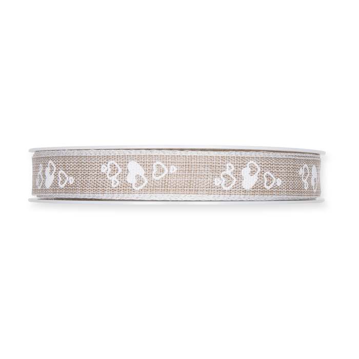 Druckband "Herzen" mit Leinenkanten / meliert 905