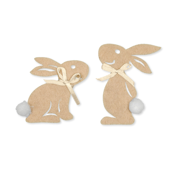 Filz-Hasen mit Satinschleife und Puschelschwanz 63036