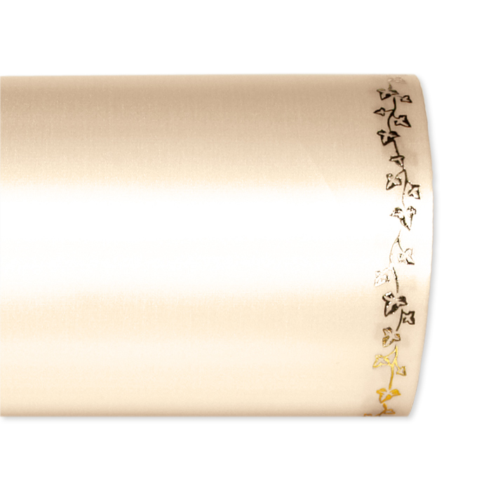 Schnittsatin / farbig Randmotiv "Efeu" in hochglänzendem Gold 2505