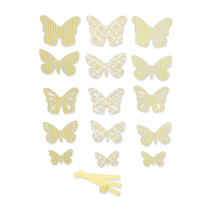 DIY-Set Papierschmetterlinge diverse Designs, inklusive doppelseitigem Klebeband 19825