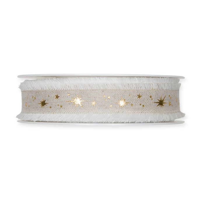 Leinen-Druckband "Goldsternchen" 977