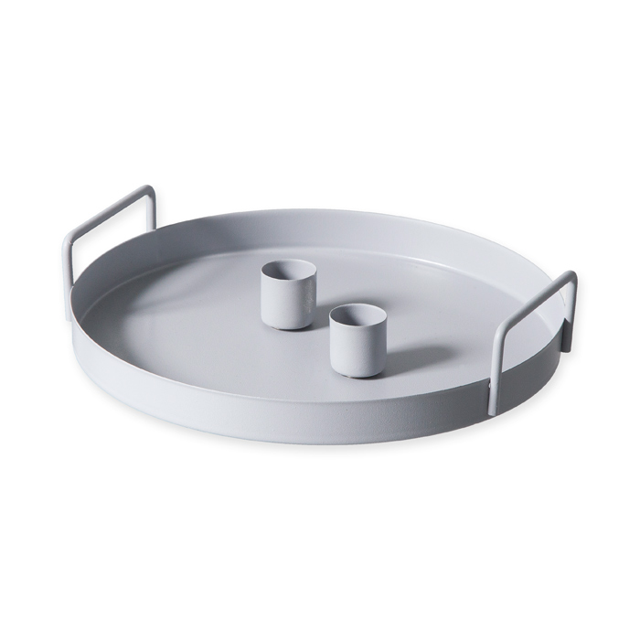 Metall-Tablett mit 2 Magnet-Kerzenhaltern 63635