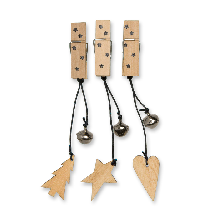 Holz-Klammern mit Glöckchen 22524