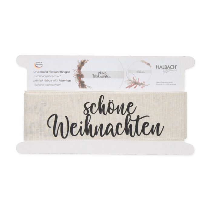 Druckband "Schöne Weihnachten" meliertes Webband / "Wildseide-Optik" 1111