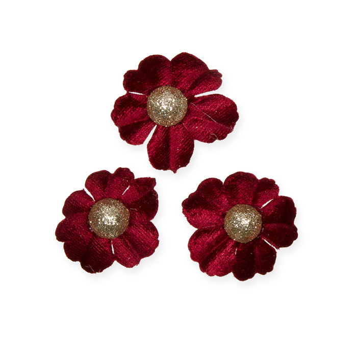 Samt-Blüten mit Glitter Kugel  18225