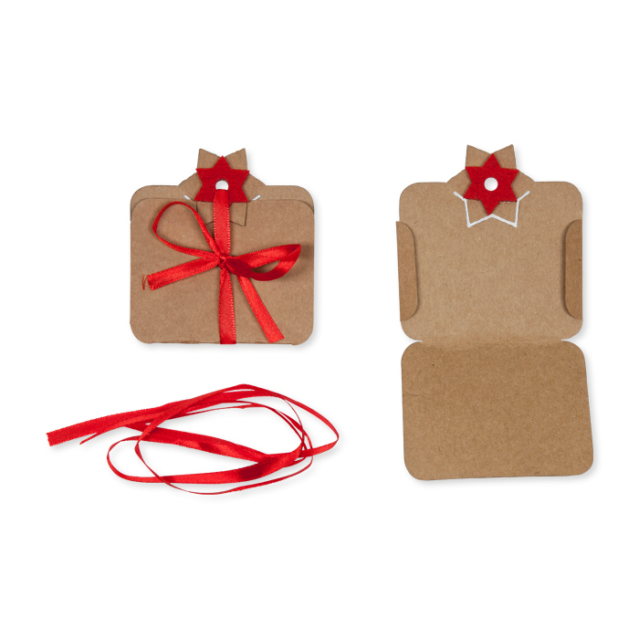 Klappbare Papier-Geschenkkarte mit Filzstern, ca. 40 cm Satinband beiliegend 62312