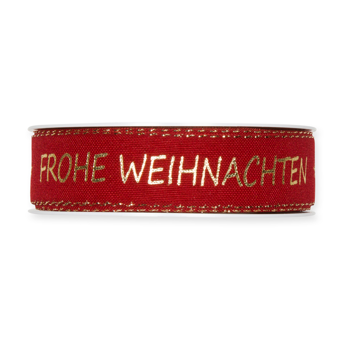 Druckband "Frohe Weihnachten" mit Lurexkanten 1008
