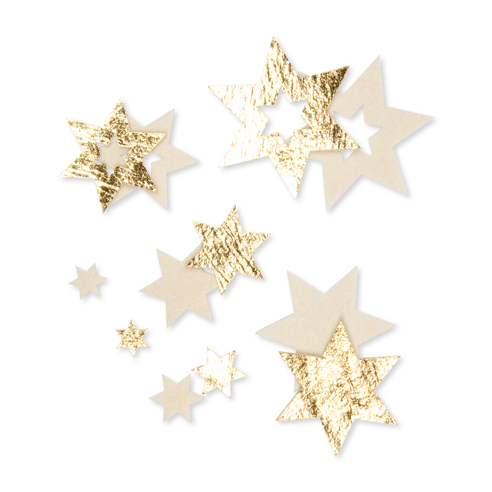 Filz-Sortiment "Sterne" mit einseitigem Metallic-Foliendruck 6 Formen im Set 61904