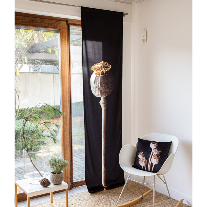 Samt-Vorhang "Mohnkapseln" /  "Digital Motivdruck 74854