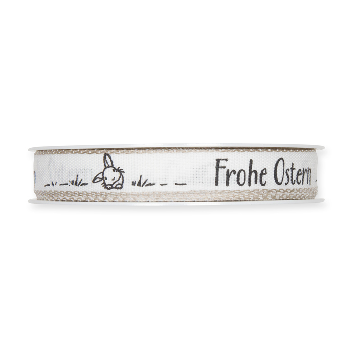 Druckband "Frohe Ostern" mit Leinenkanten / meliert 173