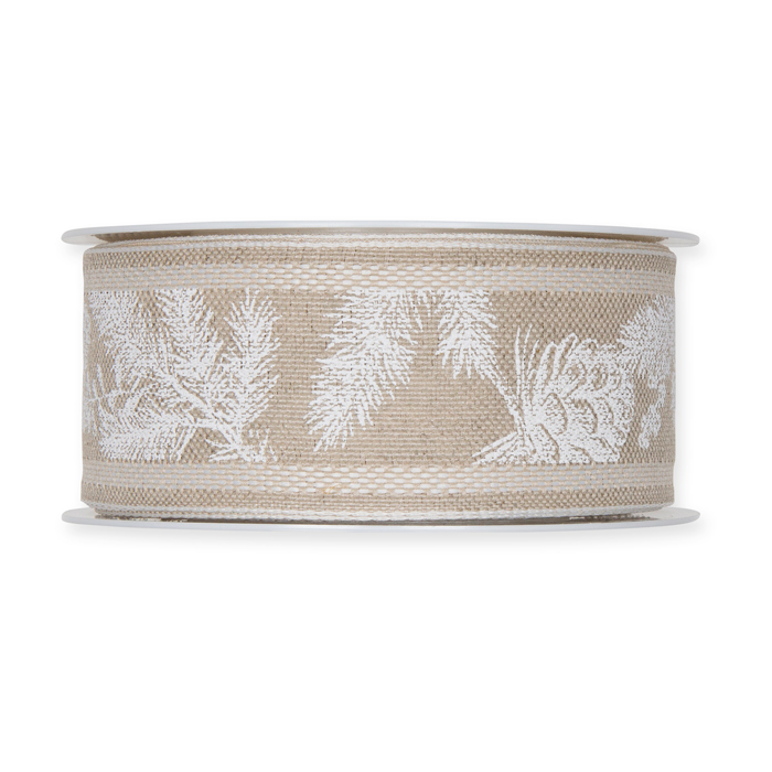 Leinen-Druckband "Zweige/Zapfen" 1401