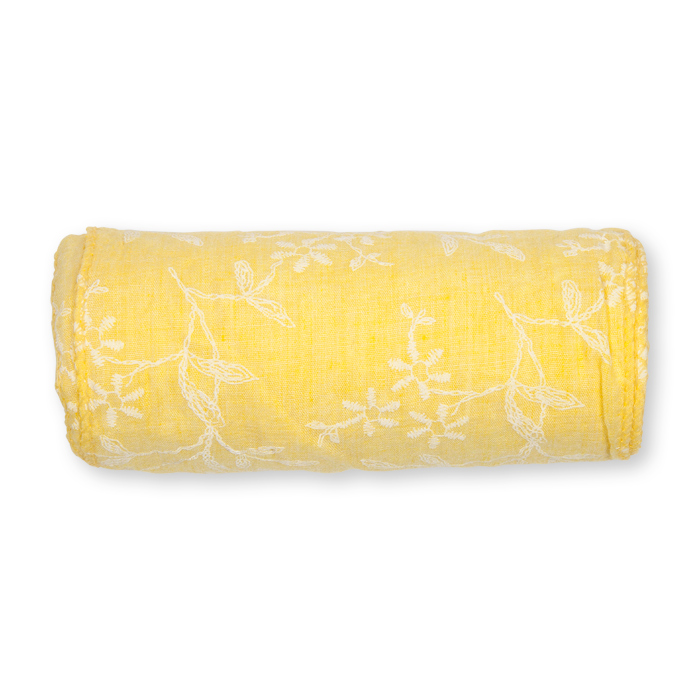 Tischband "Blümchen" in Stickerei-Optik mit gekettelten Kanten 75350