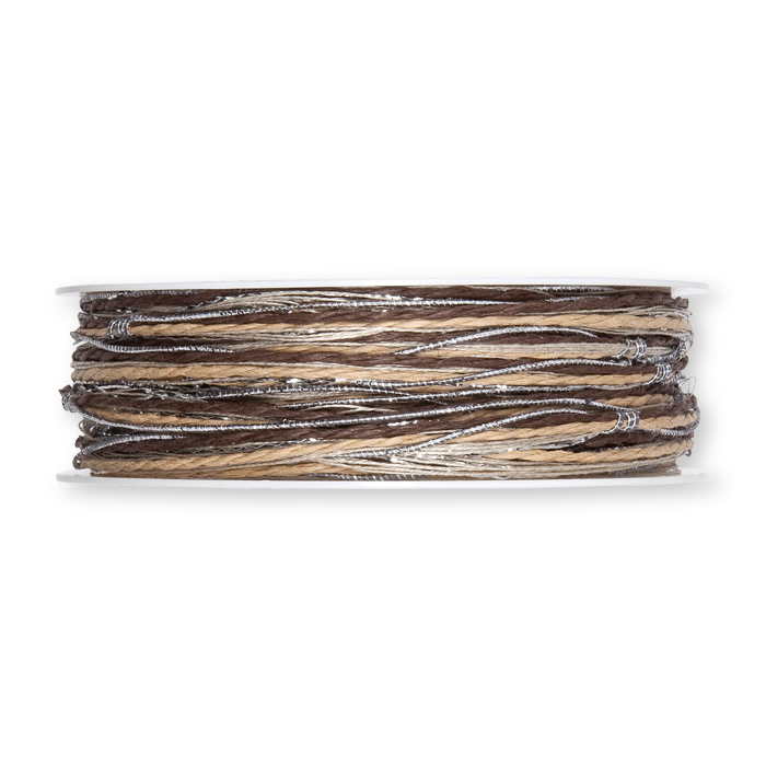 Materialmix-Kordel Papierkordel, Leinengarn, Lurexgarn, Acetatgimpe / drahtverstärkt 4762