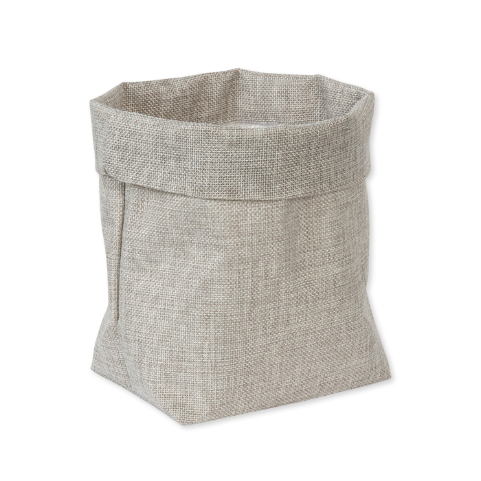 Textile Umtöpfe "Leinen-Optik" mit Krempelrand und wasserdichter Innenfolie 43526