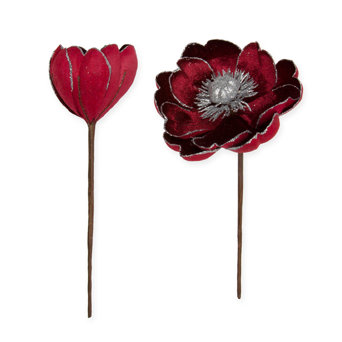 Samt-Blüten mit Glitter 18511