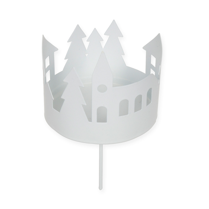 Metall-Kerzenhalter "Häuser/Bäume" mit Stecker, Adventskranz-Kerzenhalter 88115