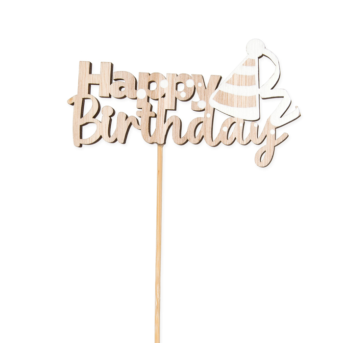 Holz-Stecker "Happy Birthday", cake topper, Blumenstecker, Pflanzenstecker 23537