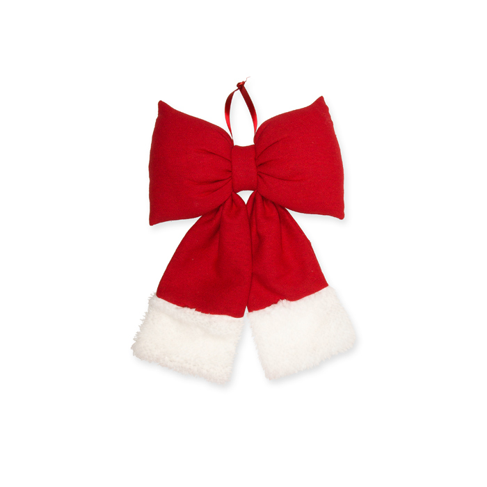 Deko-Schleife "Nikolaus" mit Kunstfell, Dekoschleife, Stoffschleife, Fertigschleife 98227