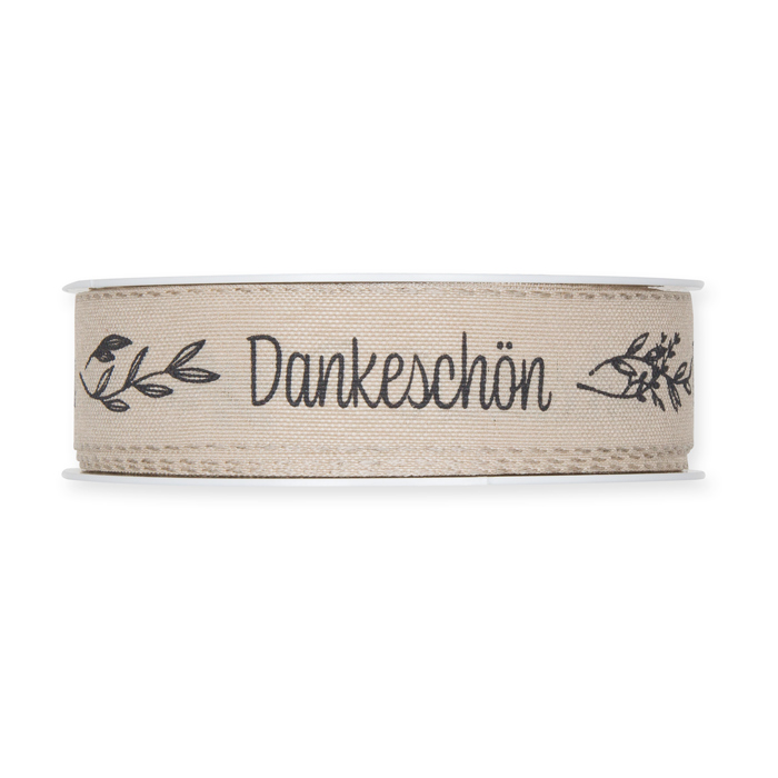 Druckband "Dankeschön" mit Leinenkanten 1154