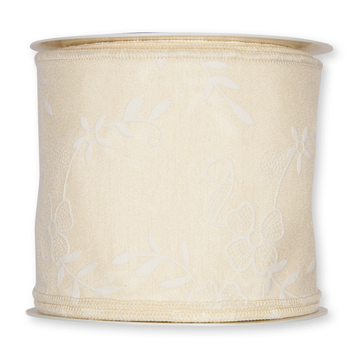 Taftband mit Druck "Blumenranke"formbare Drahtkante 5962