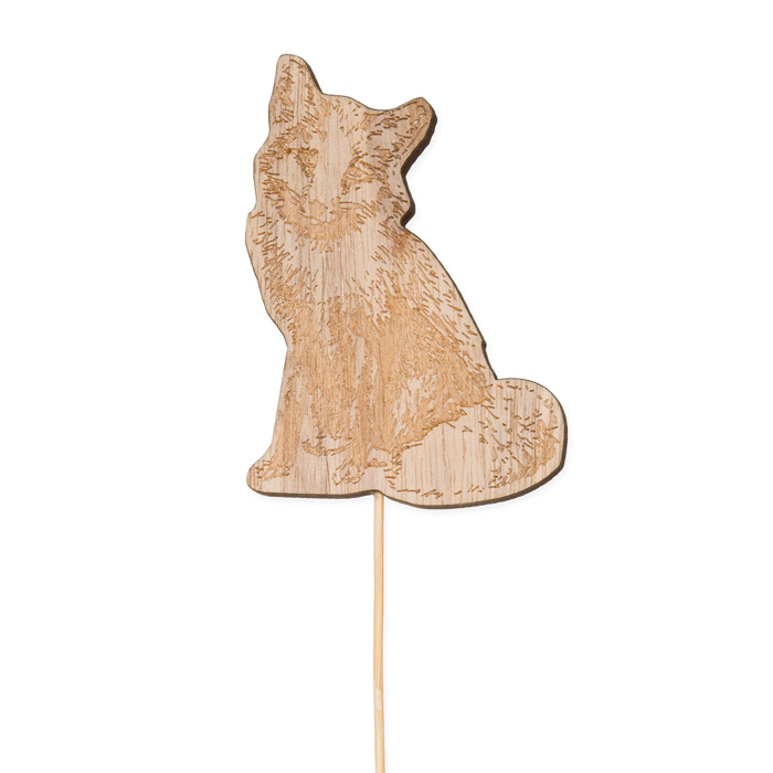 Holz-Stecker "Fuchs" mit Lasergravur einseitig 23348