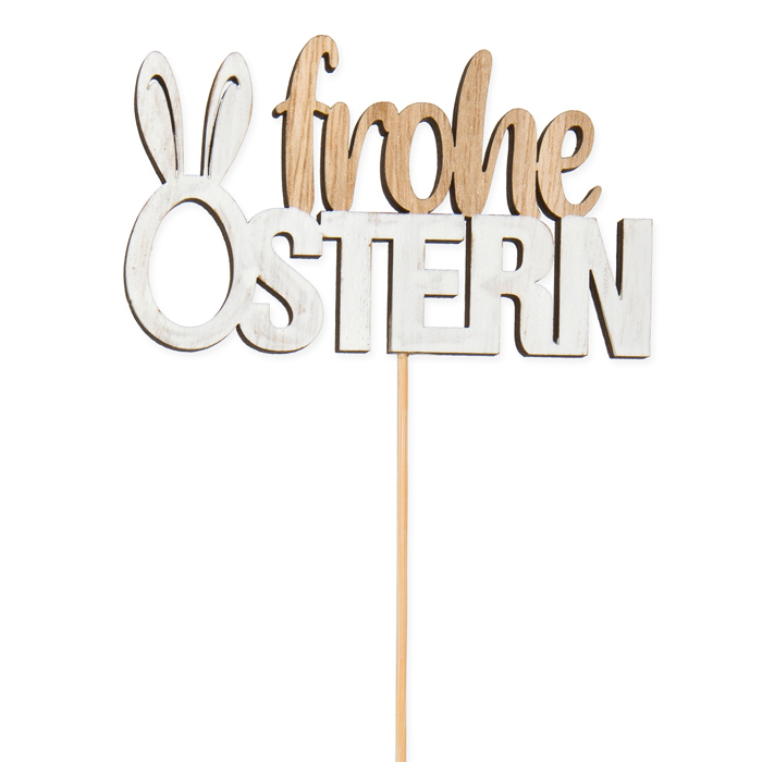 Holz-Stecker "frohe OSTERN", Pflanzenstecker Blumenstecker cake topper 23382