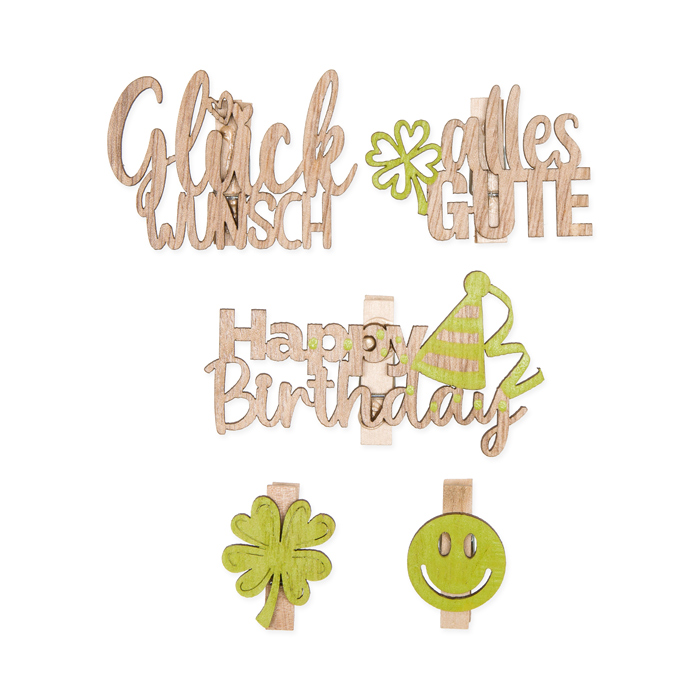 Deko-Holzklammern Set "Geburtstag" 23553
