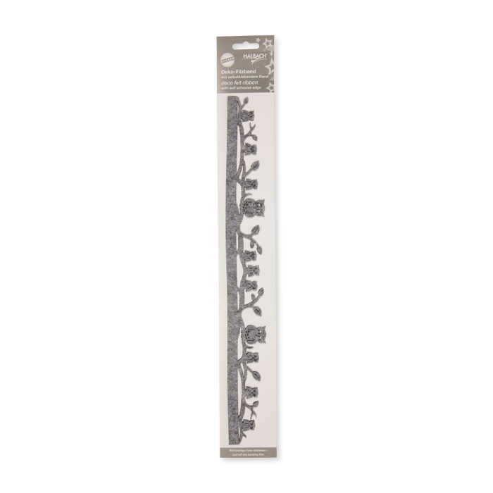 Filzband "Eulen" mit selbstklebendem Rand 34403