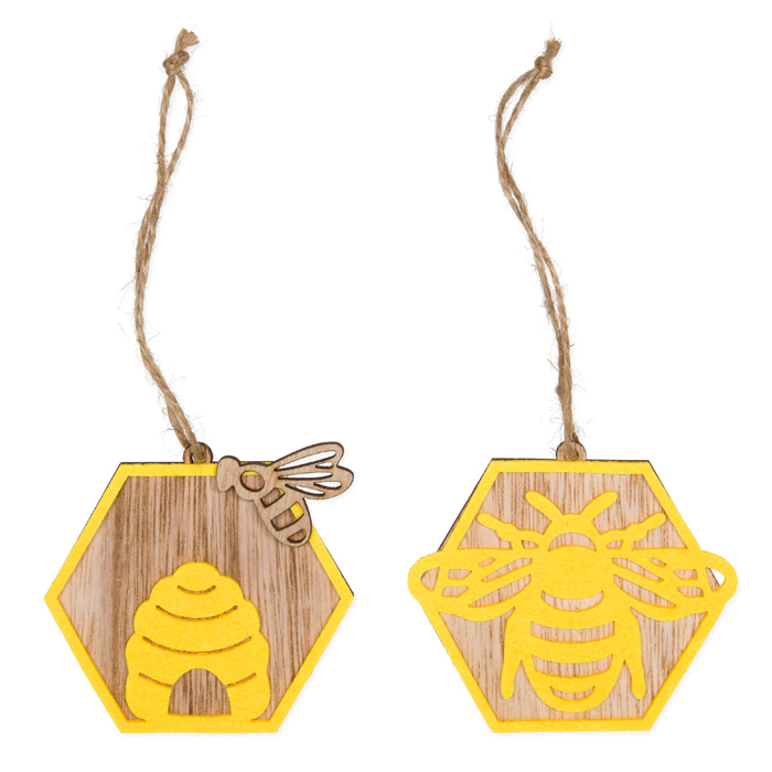 Dekohänger "Bienenwaben" aus Holz und Filz 23303