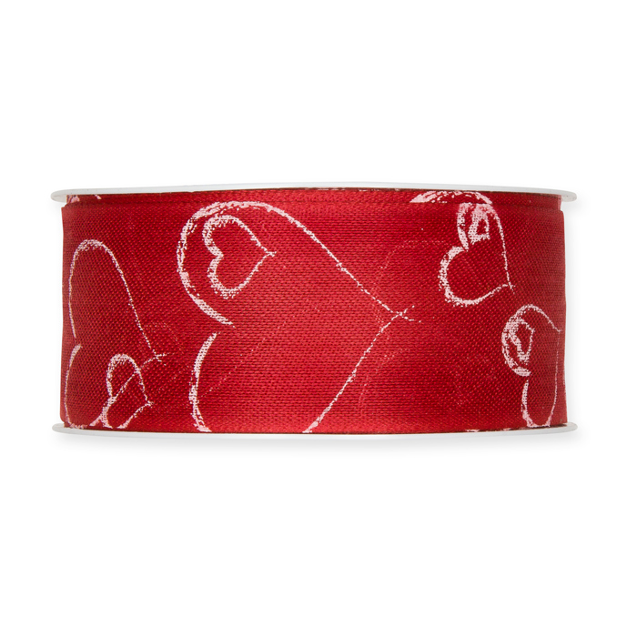 Druckband "Herzen" Baumwoll-Optik 1379