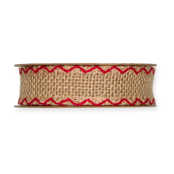 Juteband mit bestickten Kanten 24036