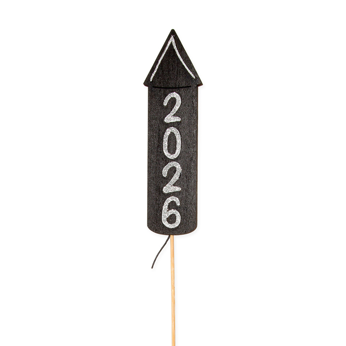Holz-Stecker "Rakete 2026", Silvesterdeko 23503