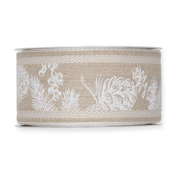 Leinen-Druckband "Zweige/Zapfen" 1401R