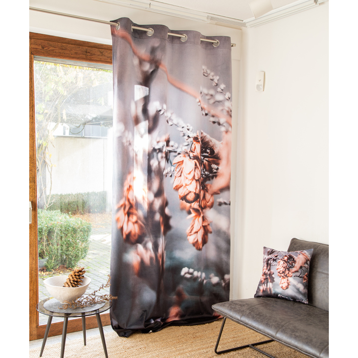 Samt-Vorhang "Zapfen" /  "Digital Motivdruck 74851