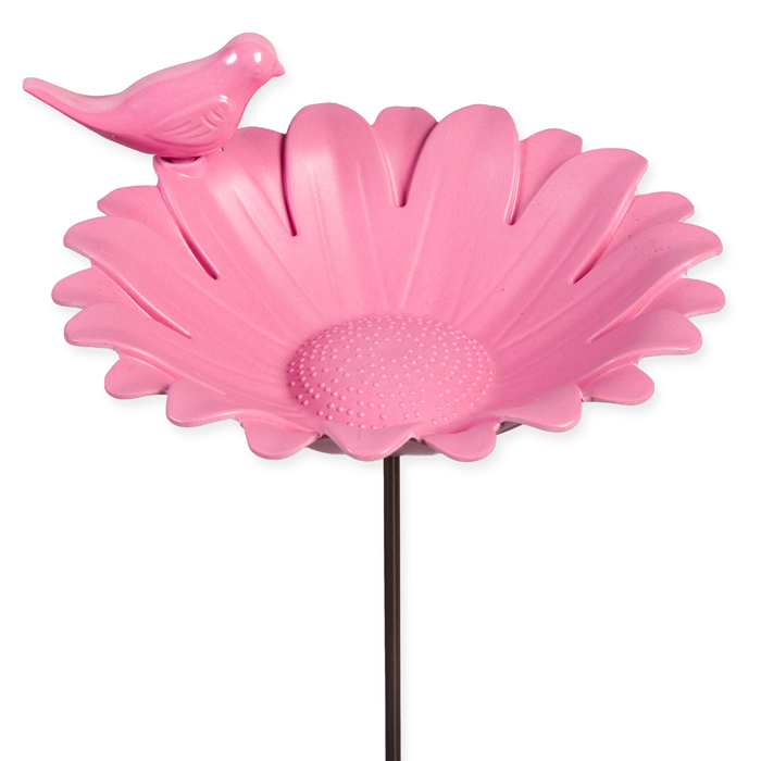 Gartenstecker / Vogeltränke  "Blume mit Vogel" aus Bambus-Faser-Komposit 88100