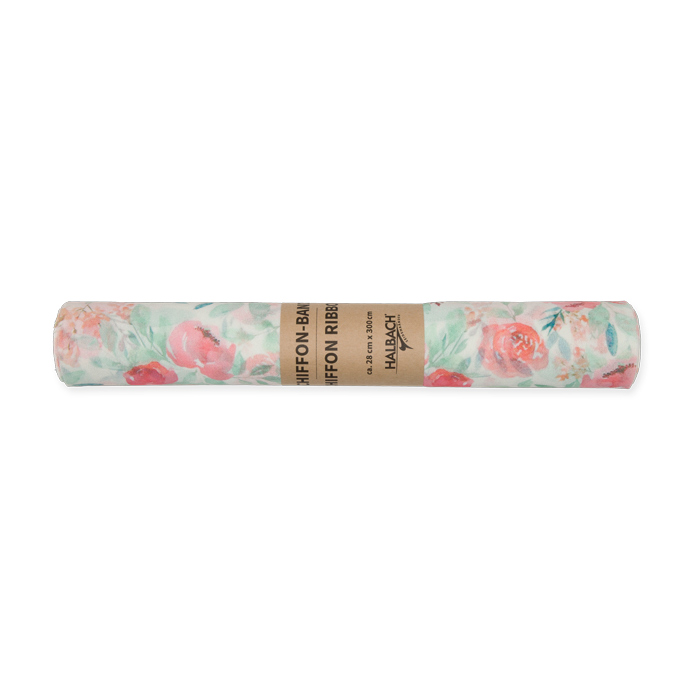Chiffon-Band "Aquarell-Blüten", Tischband, Tischläufer 93203