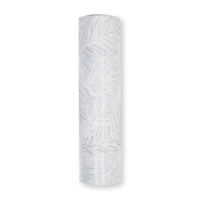 Organza mit Glitterdruck "Federn" 15569