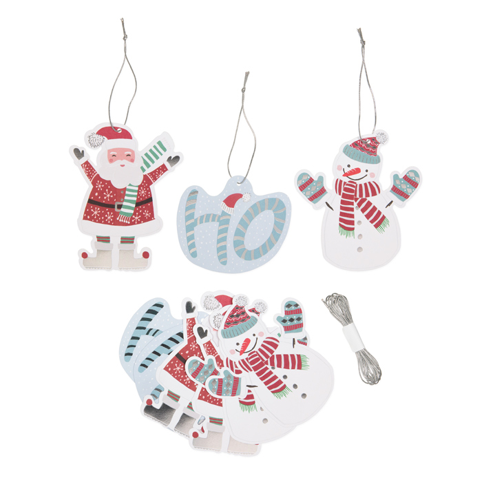 Papier-Anhänger " Schneemann + Nikolaus" 19878