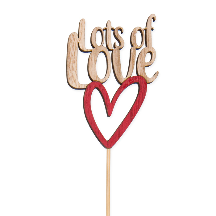 Holz-Stecker "Lots of Love", Pflanzenstecker Blumenstecker cake topper 28801