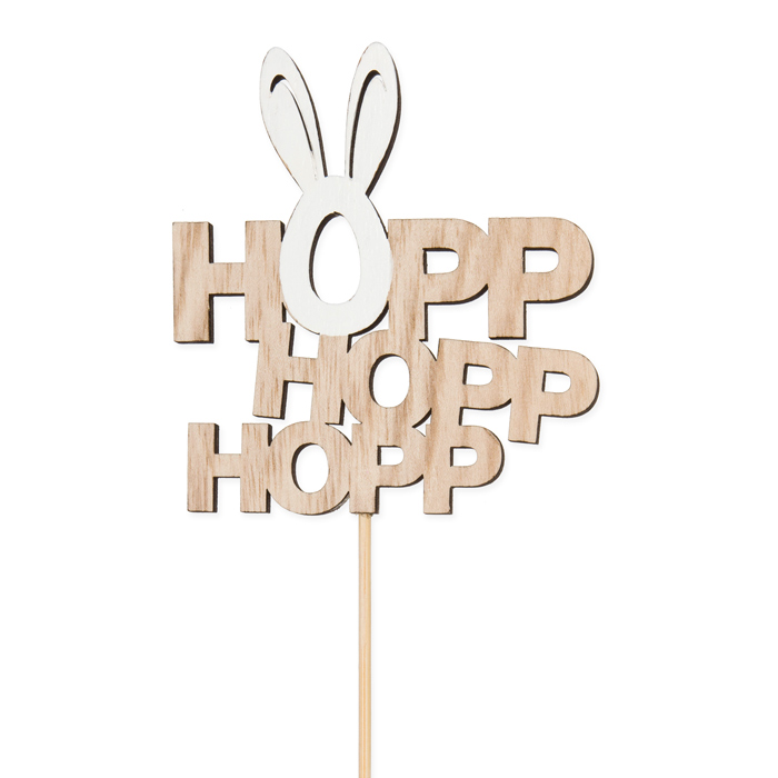 Holz-Stecker "HOPP HOPP HOPP", Pflanzenstecker Blumenstecker cake topper 23474