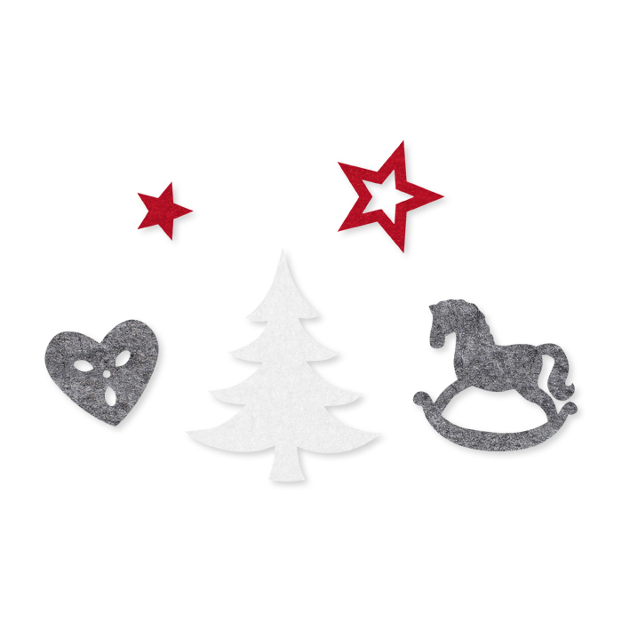 Filz-Sortiment "Weihnachten" 5 Formen und 3 Farben im Set 61963
