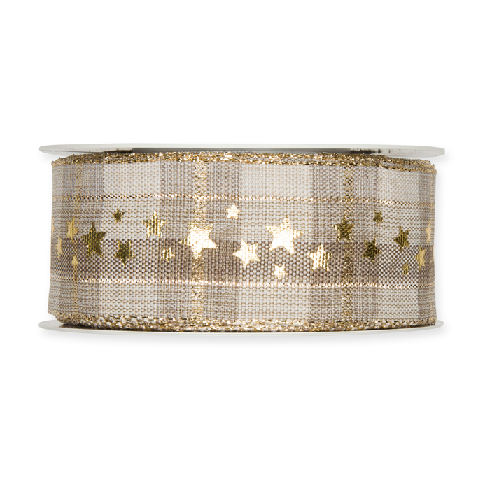 Karo-Druckband "Sterne" mit Lurex-Akzenten 1701
